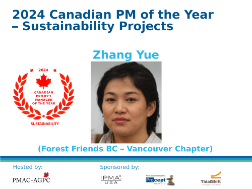 2024 Canadian Sustainability PM of the Year - Zhang Yue